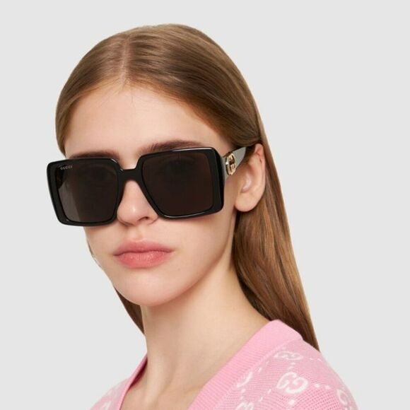 NEW Gucci GG1692S 001 Black Grey Square Women Sunglasses main image 4